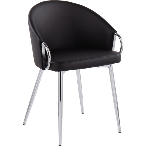 Claire Dining Chair in Black Leatherette & Silver Metal